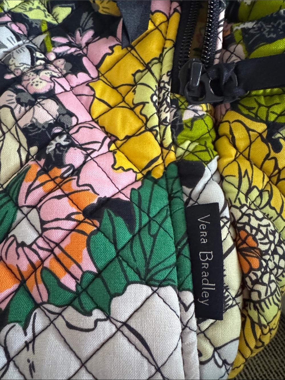 Vera Bradley Quilted Floral Backpack in Pink, Green & Yellow - Picture 2 of 5